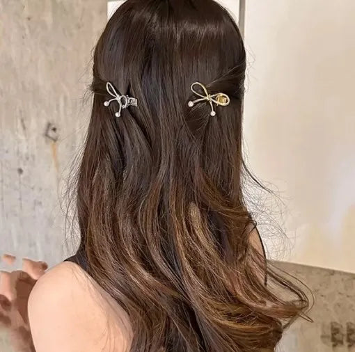1/4pcs Mini Gold Metal Bow Hair Clips Little Girls Sweet Candy Pearl Bow Knot Hairpins Hairgrips Barrette Hair Accessories - Clikcy