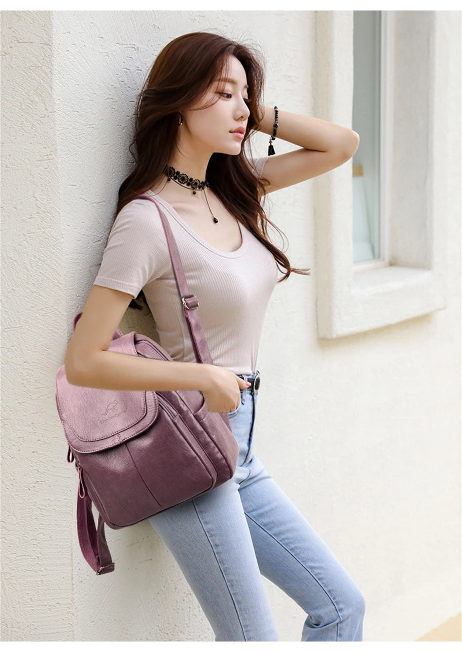 Bagpack Female Leather Backpack Designer Shoulder Bags For Women 2024 Back Pack School Bags For Teenage Girls Mochila Feminina - Clikcy