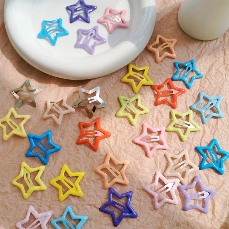 10pcs Colorful Star BB Hair Clips Girls Y2K Cute Star Barrettes Women Simple Metal Snap Clip Headdress Hair Jewelry Accessories - Clikcy