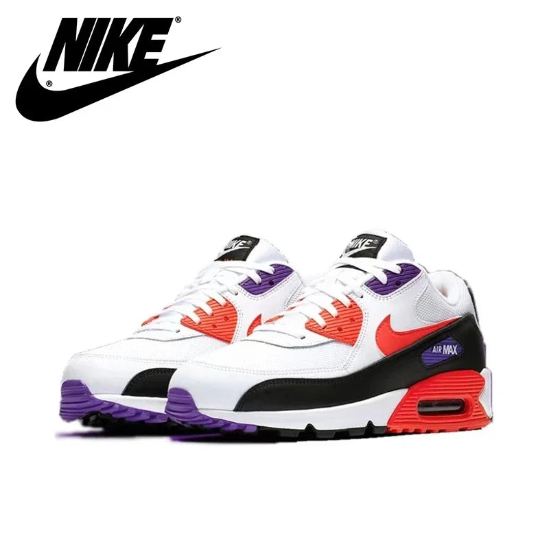 Nike Air Max 90 Men's and Women's Running Shoes Breathable Retro Waffle Shoes Forrest Gump Shoes Black and White Gray/white Hook