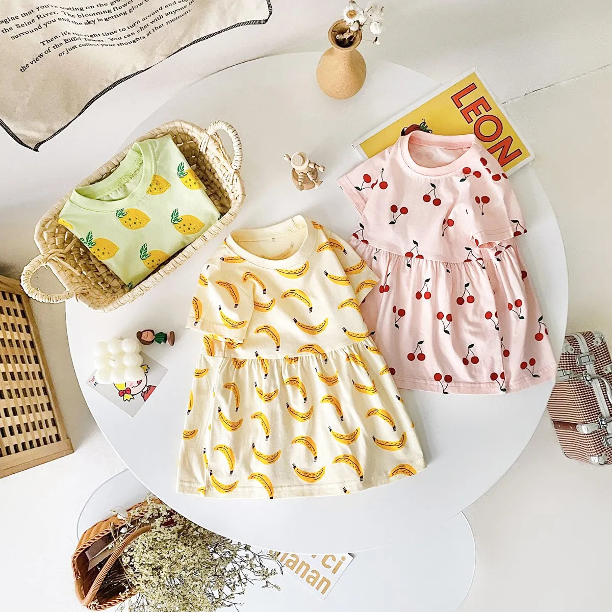 Sanlutoz Short Sleeve Summer Baby Dress Cute Pattern Casual Kids Girls Clothing Dress Cotton - Clikcy