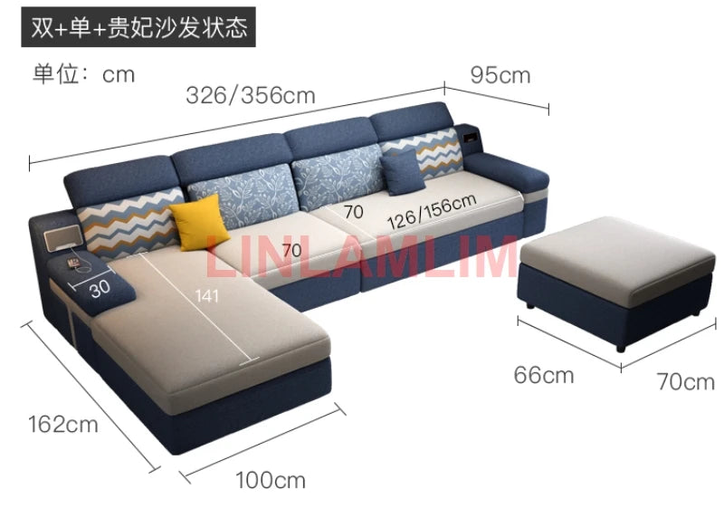 Tech Smart Sofa Bed Fabric Functional Sleeper Couch Convertible Sofas Bed Big Sofas Cama Nordic Salon with Bluetooth Audio,USB C - Clikcy