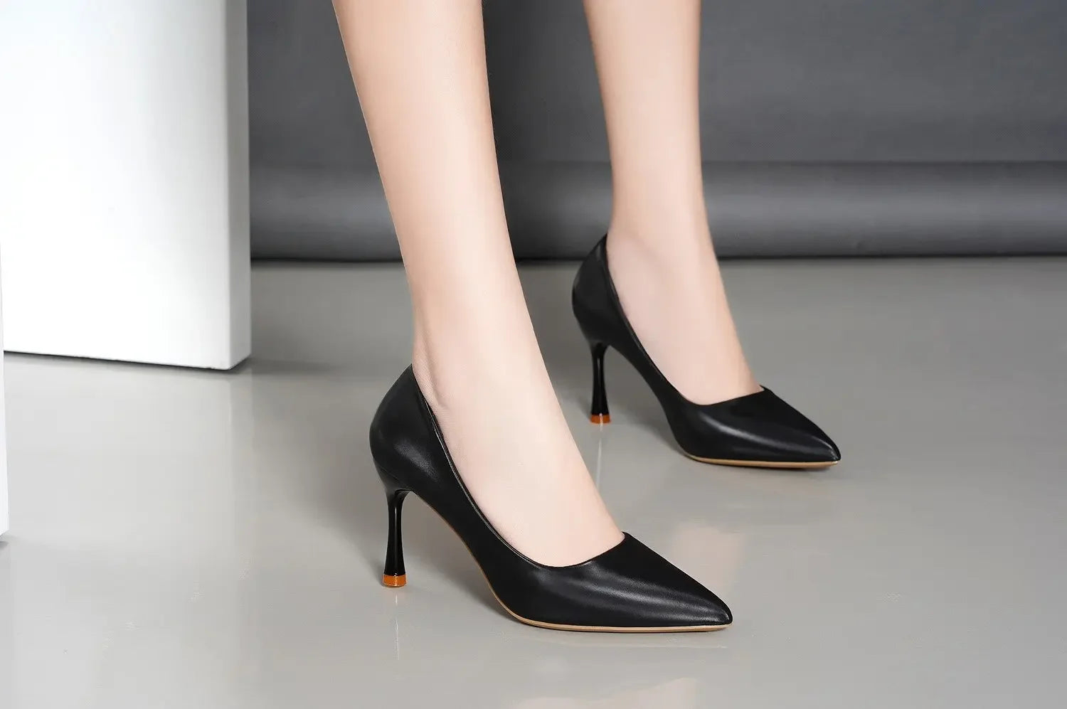 Korean Style Women's Pointed Toe High Heels Slim Fit Professional Work Shoes Solid Color Simple Design Adult Summer Footwear - Clikcy