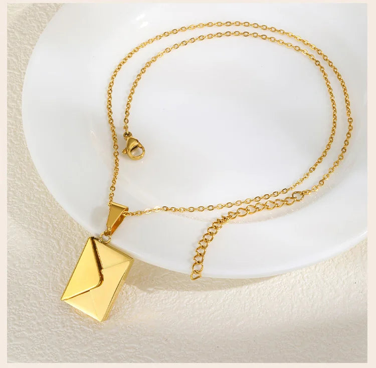 Personalized Photo Locket Necklace Envelope Love Letter Shape Pendant for Women, Customized Picture Pendant Gifts - Clikcy