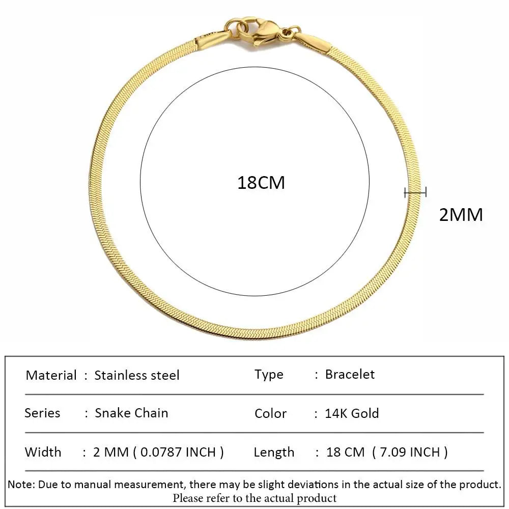 SUNIBI Classic Snake Chain Bracelets for Women Trend  Fashion Stainless Steel Cuban Chain Bracelet Trendy Woman Gifts Jewelry