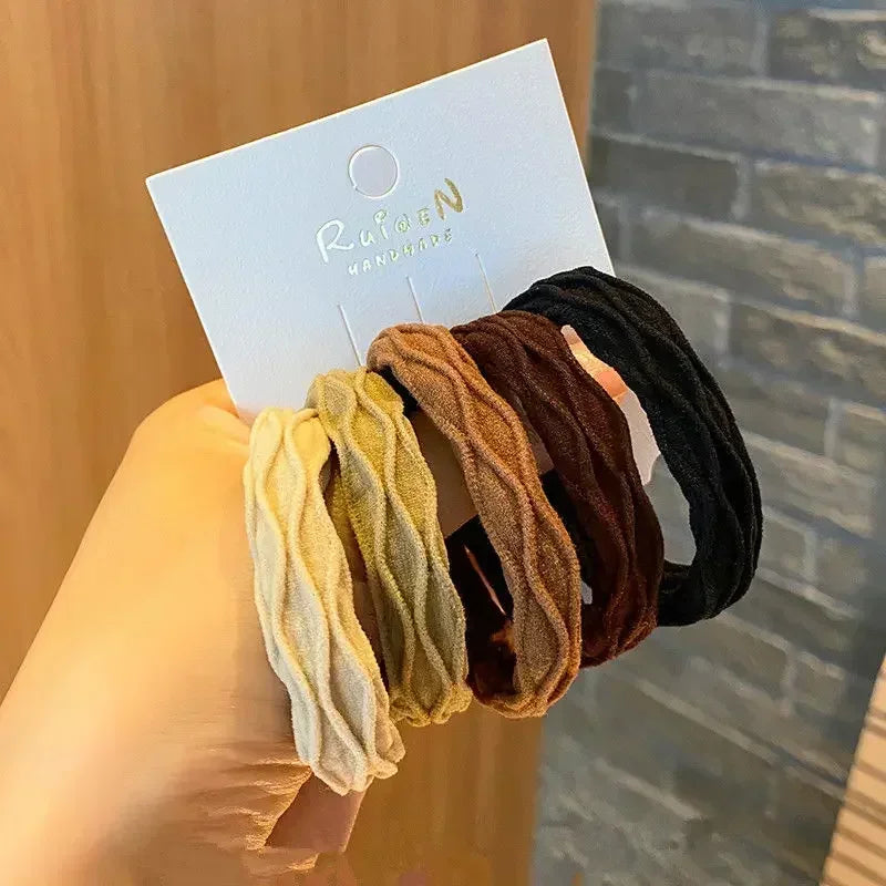 5pcs/Bag Women High Elastic Seamless Hair Rope Durable Girls No Crease Ponytail Holder Rubber Band Hair Accessories - Clikcy