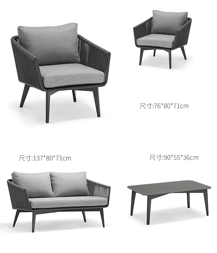 Modern Outdoor Rattan Garden Set, Aluminum Furniture - Clikcy