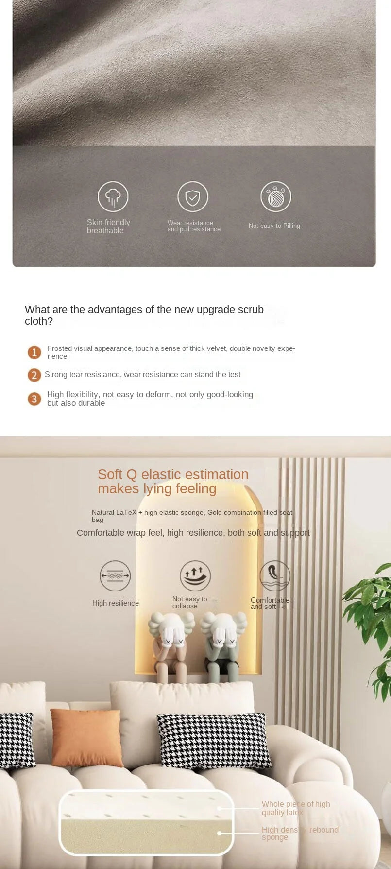 Large Filler Beige Sofas Wood Design Reclining Designer Luxury Couch Lounges Modular Nordic Divano Soggiorno Unique Furniture - Clikcy