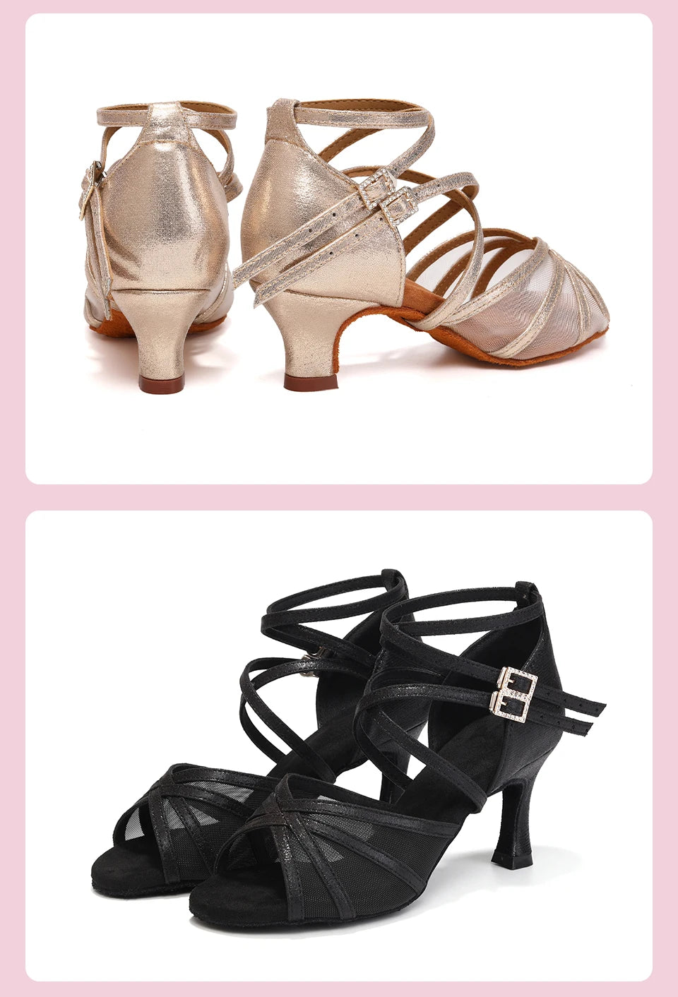 SWDZM Women Latin Dance Shoes Girls Ballroom Dance Shoes Soft Bottom High heel Ladies practice Latin Salsa Shoes heeled 7.5CM - Clikcy