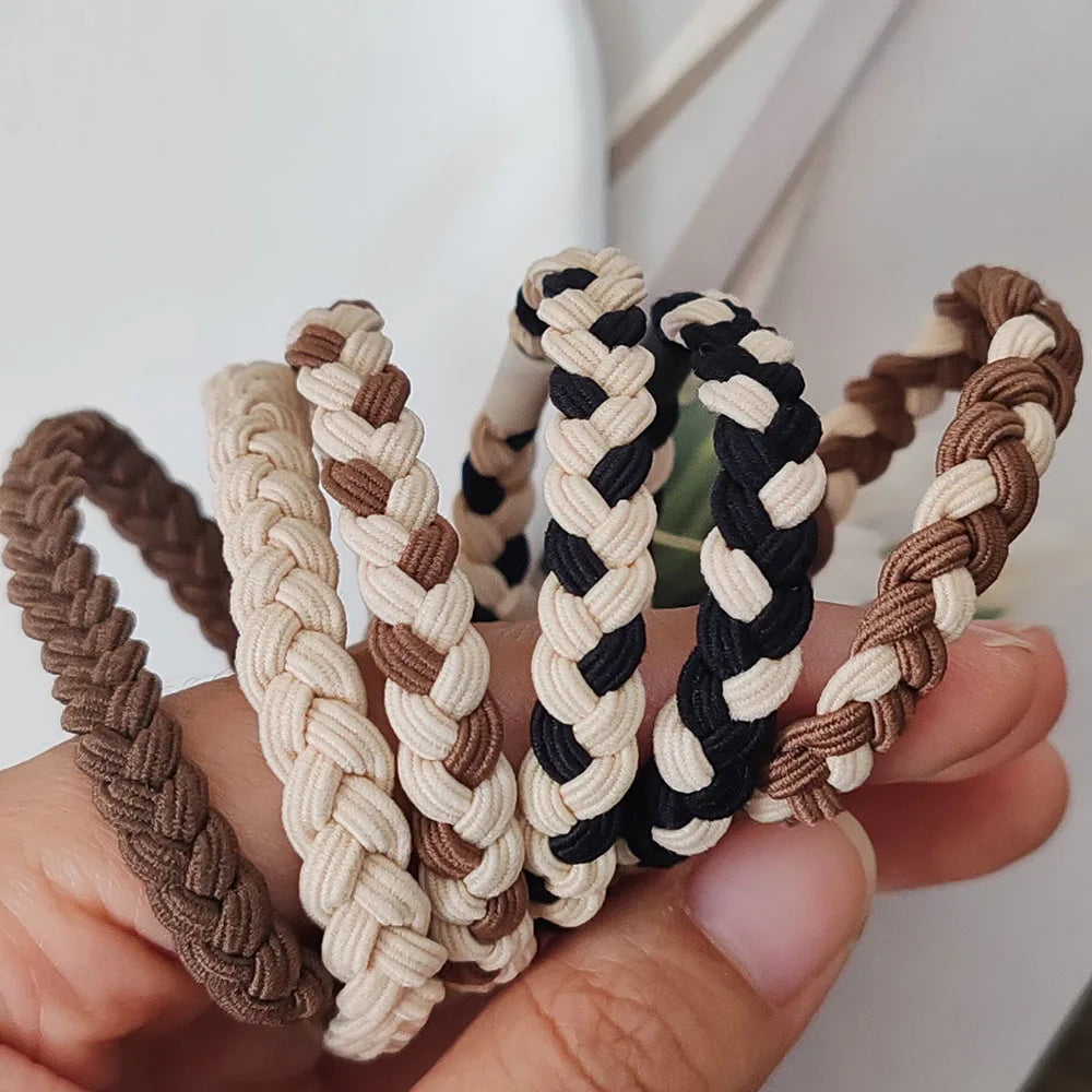 6pc Fashion European and American Elastic Hair Bands for Women Girls Hair Ties Rings Rope for Hair Accessories Ponytail Holder - Clikcy