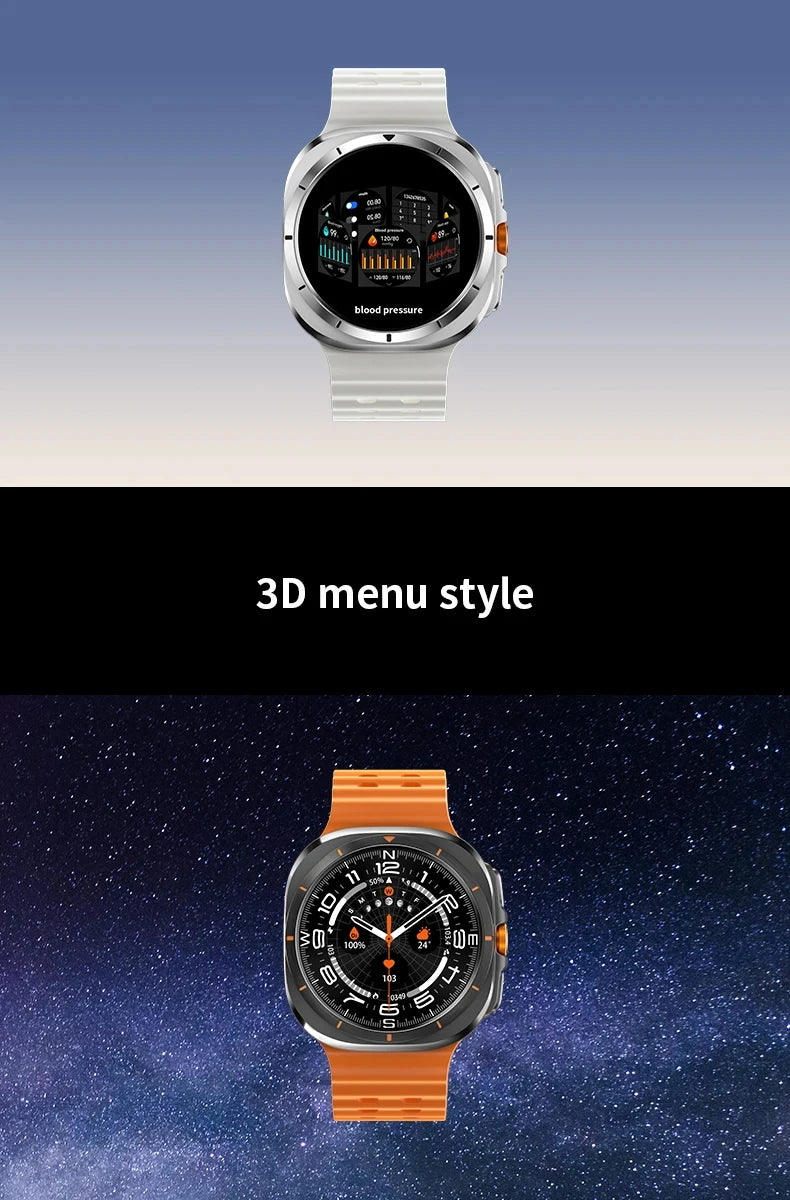 2025 Watch 7 Ultra 47mm Smart Watch IP68 Waterproof Bluetooth Call Compass Smartwatch for Men Women 1.43" AMOLED Screen SpO2 - Clikcy
