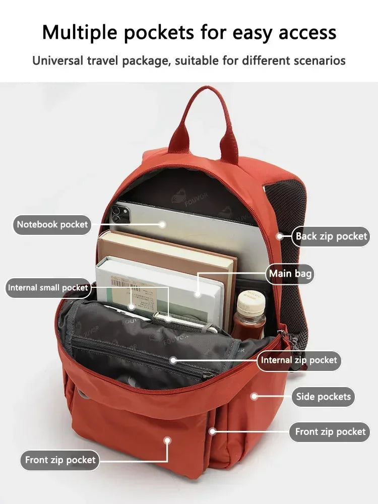 Fouvor Waterproof Women's Backpack Large Capacity Sports Canvas Laptop Backpacks Travel Fashion Nylon Student School Bag 2802-02 - Clikcy