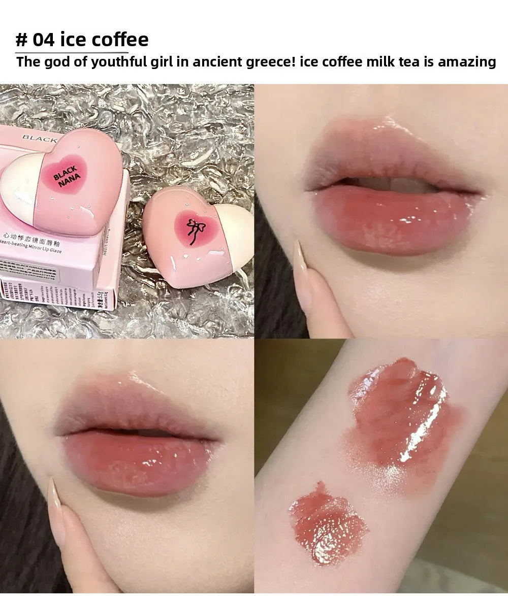 Black Nana Lip Gloss Cute Heart Shaped Lip Glaze CPNP Verified Lipstick Long Lasting Hydrating Natural Make Up Cosmetic - Clikcy