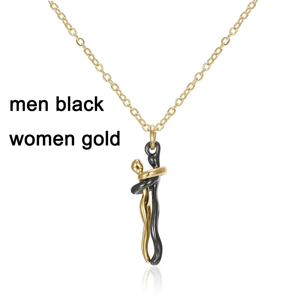 Fashion Hugging Necklace Jewelry Choker Hug Pendant Chain Men Necklaces For Lover Women Couple Men Lady Female Male Gift - Clikcy