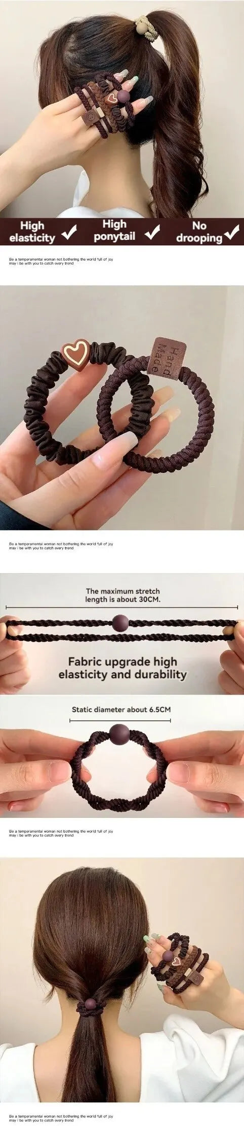 10PCS Headband Leather Band Female High Ponytail Holster Hair Accessories Simple High Elasticity Durable Rubber Band Hair Circle - Clikcy