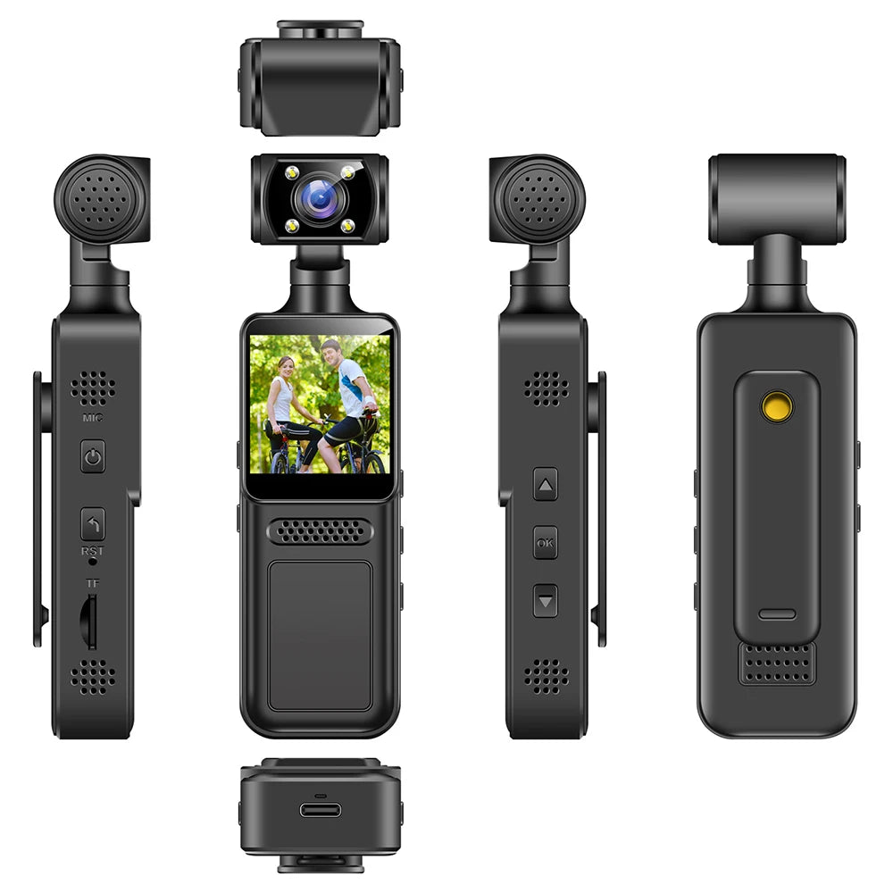 128GB 4K Ultra HD Action Mini Camera 180 Rotatable Vlog Wifi Sports Cam Waterproof Case Helmet Travel Bicycle Driver Recorder - Clikcy