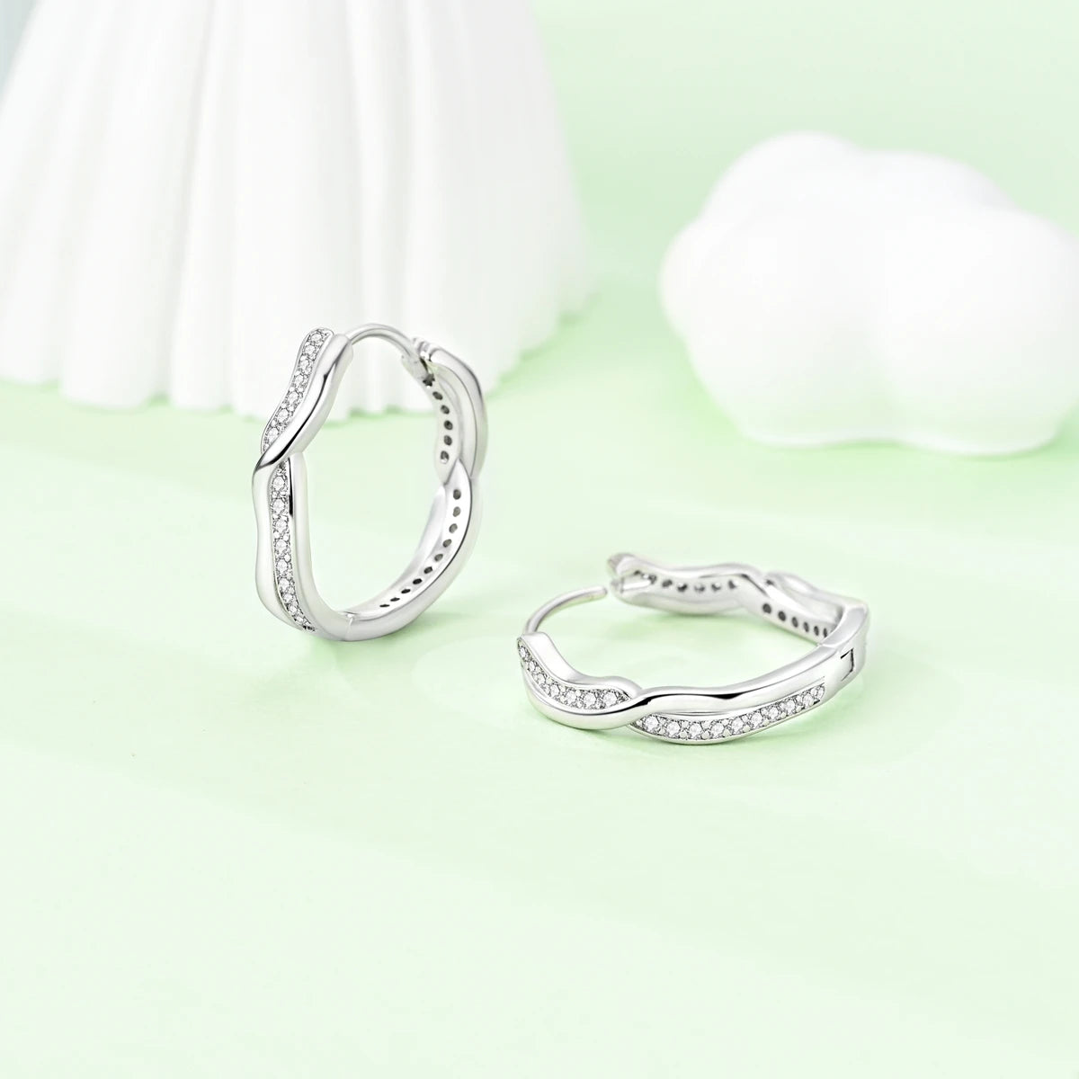 Original 925 Sterling Silver Women Hoop Earrings High Quality Shine Zircon U Shaped Classic Style Earring For Women Jewelry Gift - Clikcy