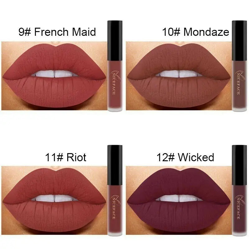 NICEFACE 29 Colors Liquid Lipstick Makeup Waterproof Matte Red Lip Gloss Long Lasting Nude Lip Tint Makeup Pigment Cosmetics - Clikcy