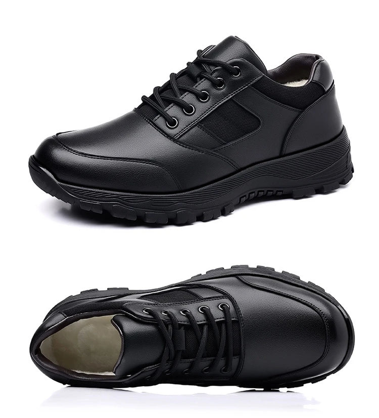 New Platform Cow Leather Casual Sneakers for Men Designer Autumn Winter Cotton Black Outdoor Men's Sports Shoes Zapatos Hombre - Clikcy
