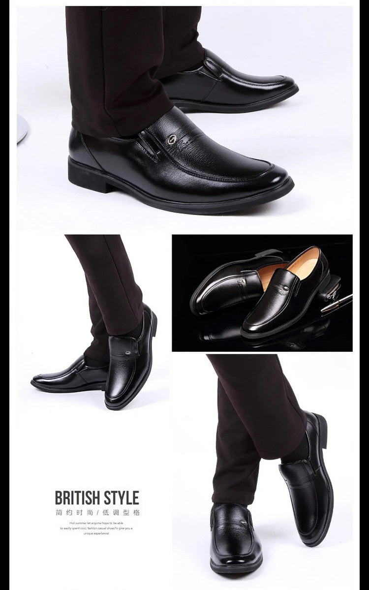 Leather Men Formal Shoes Luxury Brand 2022 Men's Loafers Dress Moccasins Breathable Slip on Black Driving Shoes Plus Size 38-44 - Clikcy