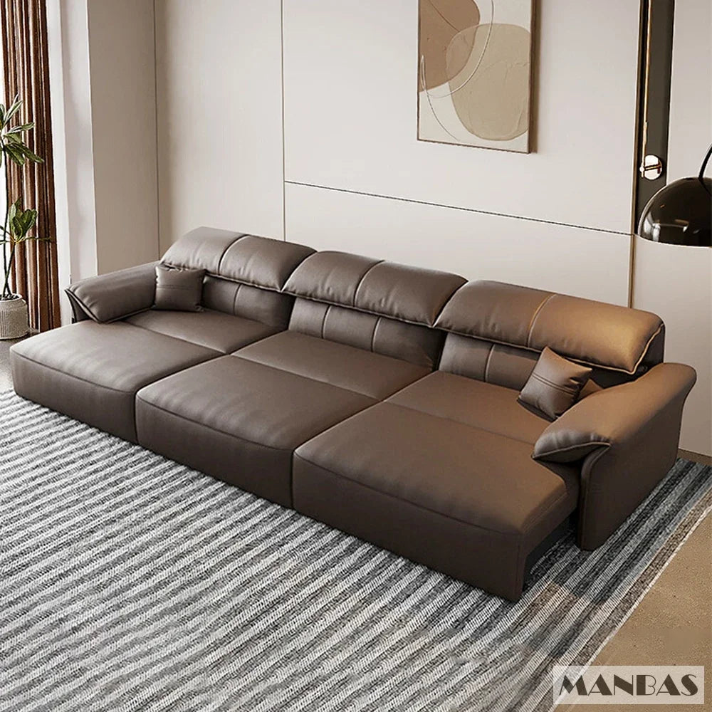 Linlamlim Electric Sofa Convertible for Cinema Living Room | Genuine Leather Electric Multifunction Sofa Bed | Folding Sofa Beds - Clikcy