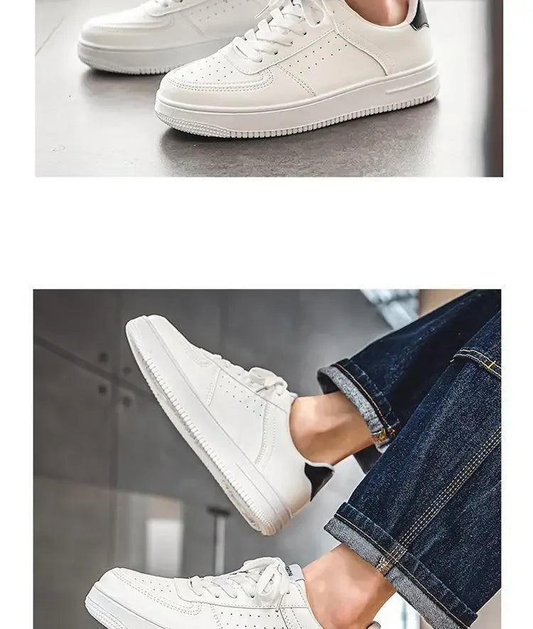 **2025 New White Shoes for Men's Spring Youth Casual Versatile Men's Shoes for Students Pure White Sports Board Shoes - Clikcy