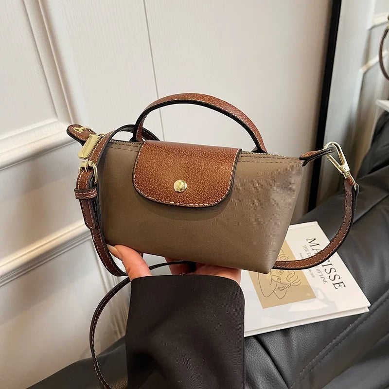 2025 summer lightweight shoulder crossbody bag, fashionable women's bag, plaid canvas, personalized and versatile dumpling bag