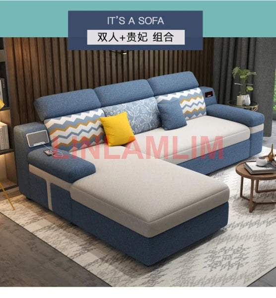 Tech Smart Sofa Bed Fabric Functional Sleeper Couch Convertible Sofas Bed Big Sofas Cama Nordic Salon with Bluetooth Audio,USB C - Clikcy