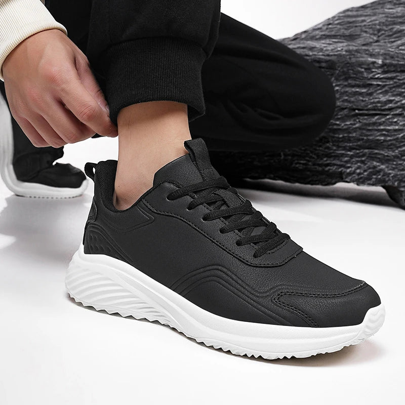 Leather Cushioned Sports Shoes For Men's Lightweight Casual Running Shoes For Autumn And Winter Men's Shoes Versatile And Trendy
