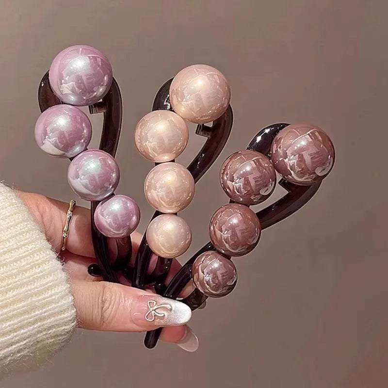 Elegant Pearls Twist Hair Clip For Women Long Hair Holder Hairpin Barrette Sweet Hair Ornament Headband Fashion Hair Accessories - Clikcy