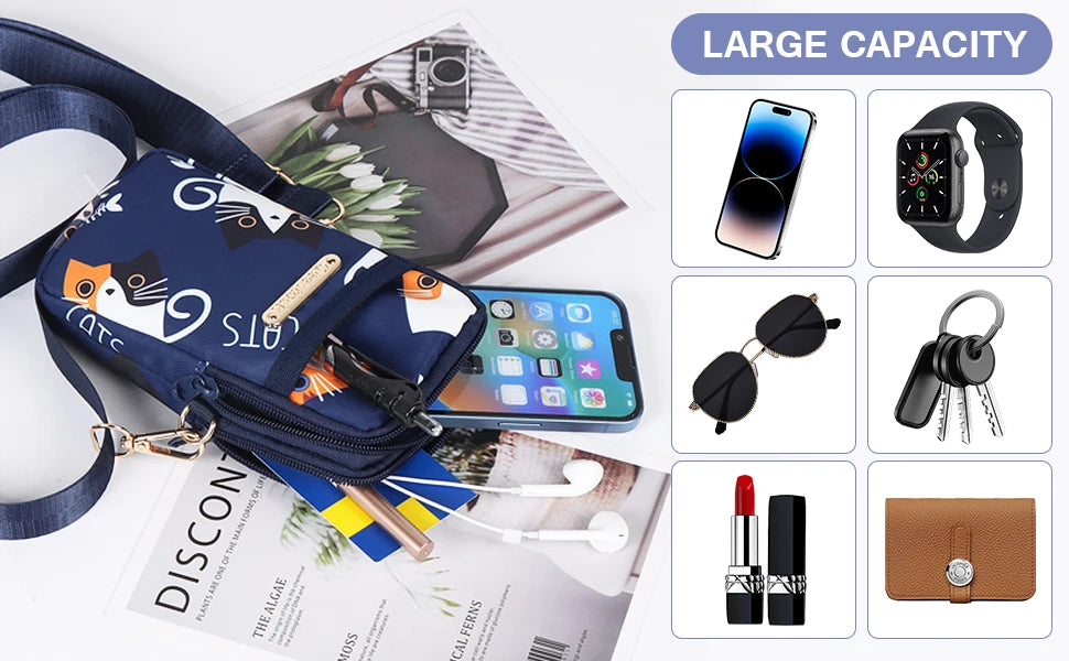 Buylor Nylon Mobile Phone Crossbody Bag for Women Waterproof Sport Wrist Bag Prints Fashion Women's Shoulder Bag Luxury Handbags - Clikcy