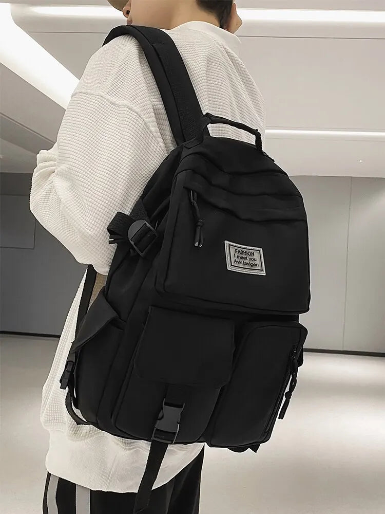 Shoulder bag Men's and Women's Universal Nylon Large Capacity Casual Schoolbag Plug Buckle Computer Backpack Daily Commuting - Clikcy