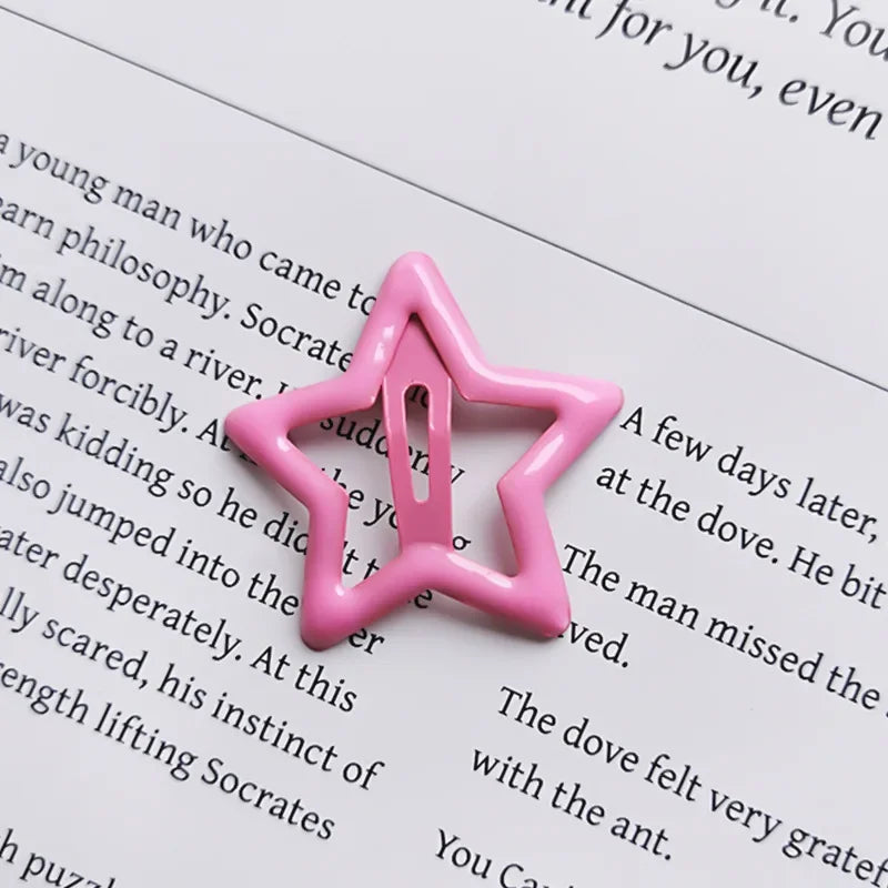 10pcs Colorful Star BB Hair Clips Girls Y2K Cute Star Barrettes Women Simple Metal Snap Clip Headdress Hair Jewelry Accessories