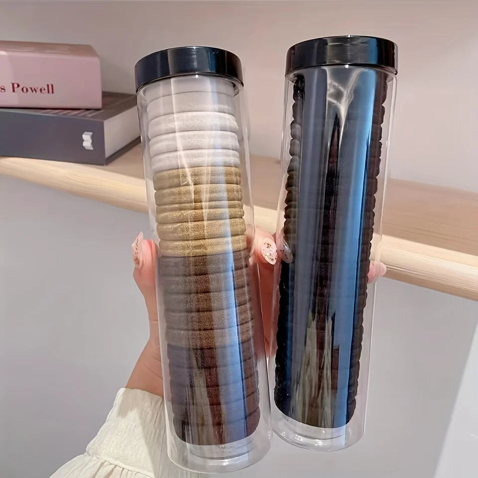 20pcs/can High Elastic Hair Ring French Style Bands Tie Thickened Hair Rope Basic Simple Head Rope For Women Girls Iddal Choice - Clikcy