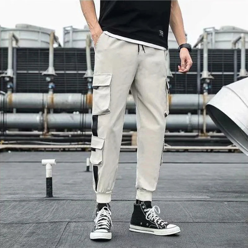 Men's Casual Cargo Pants Spring Summer American Streetwear Loose Plus Size Straight Leg Youth Stylish Modern Utility - Clikcy