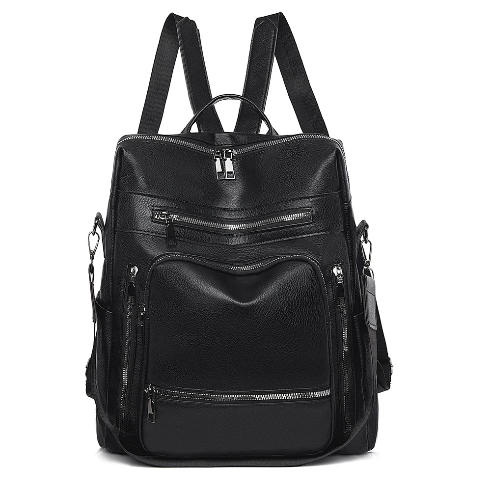 High-quality Leather Women Classic Back Pack 2025 Solid Color Luxury Travel Backpack Casual School Bags Girls Mochilas Feminina