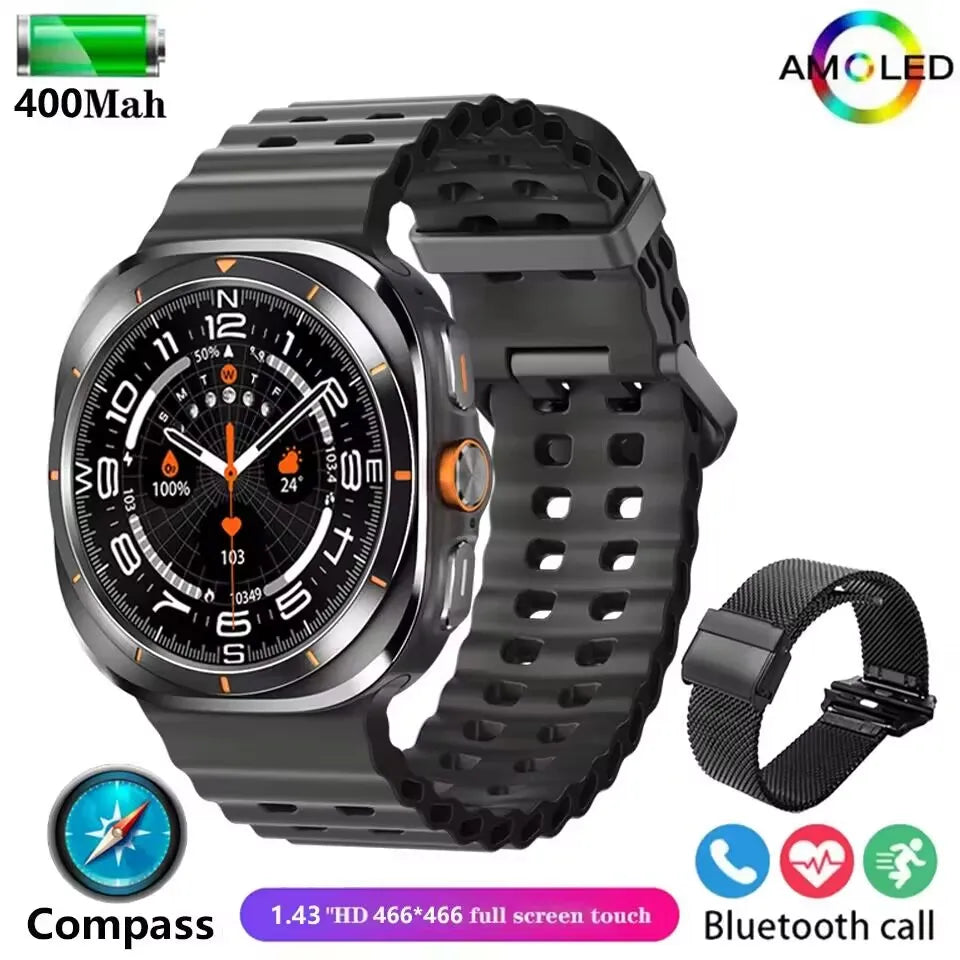 2025 Watch 7 Ultra 47mm Smart Watch IP68 Waterproof Bluetooth Call Compass Smartwatch for Men Women 1.43" AMOLED Screen SpO2
