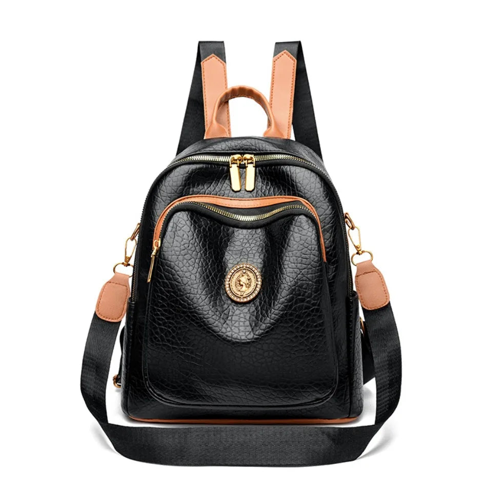 Fashion Women Backpack Designer Pu Leather Travel Back Pack Casual Shoulder Bag High Quality School Bags for Teenagers Girls Sac - Clikcy