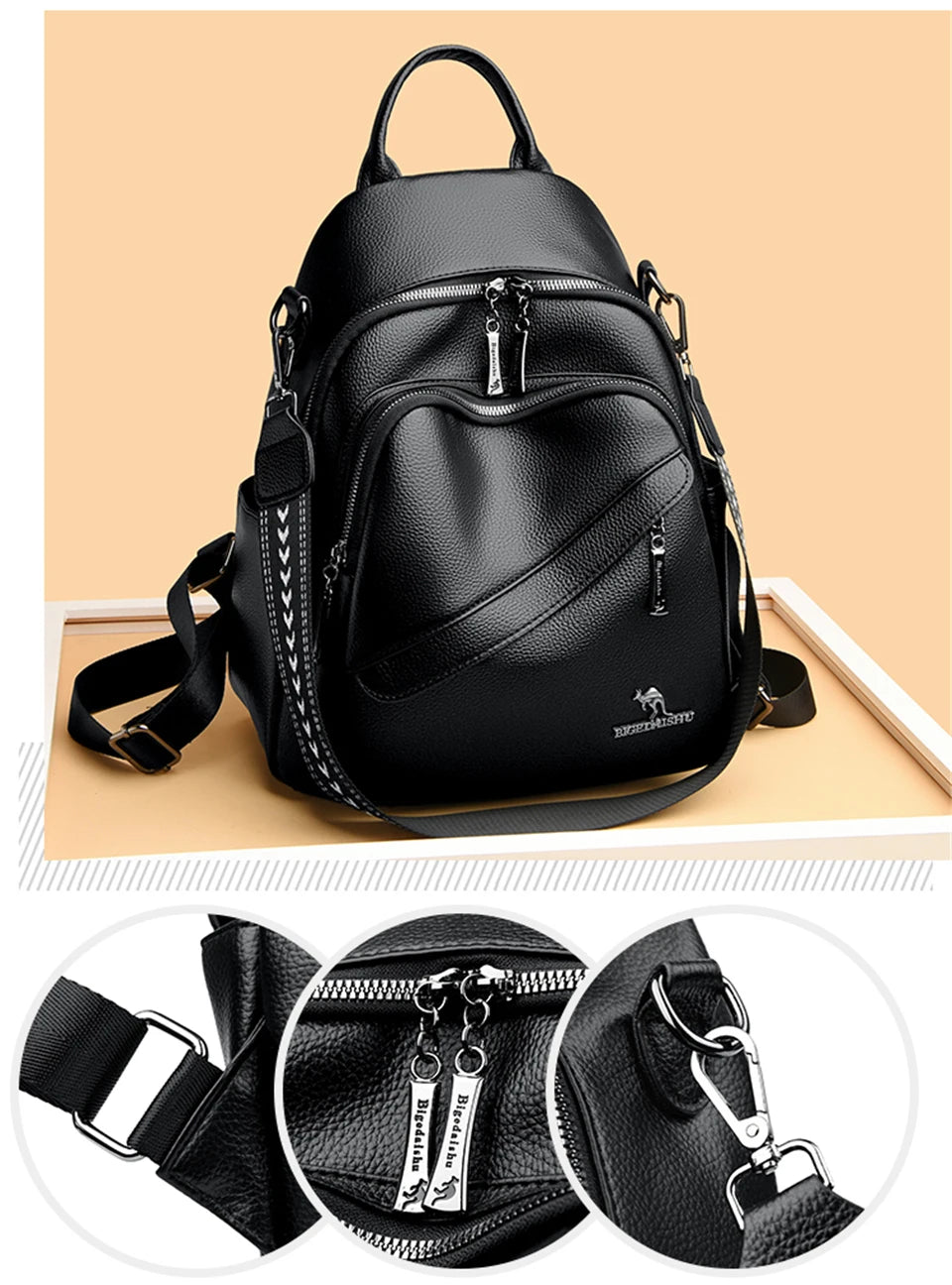 Fashion Backpacks Women Shoulder Bag Simple Rucksack Female Soft Leather Back Pack Ladies Travel Bag Large Capacity School Bags - Clikcy