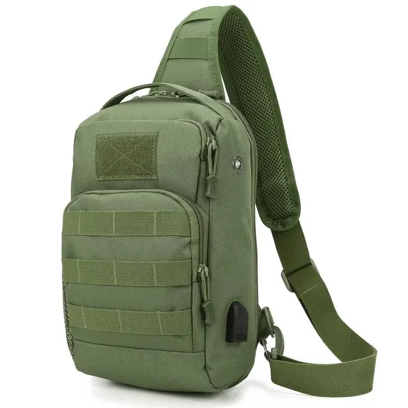 Tactical Shoulder Bag Molle Shoulder Backpacks Sling Daypack Backpack with USB Charging Port Chest Fishing Camping Fanny Pack - Clikcy
