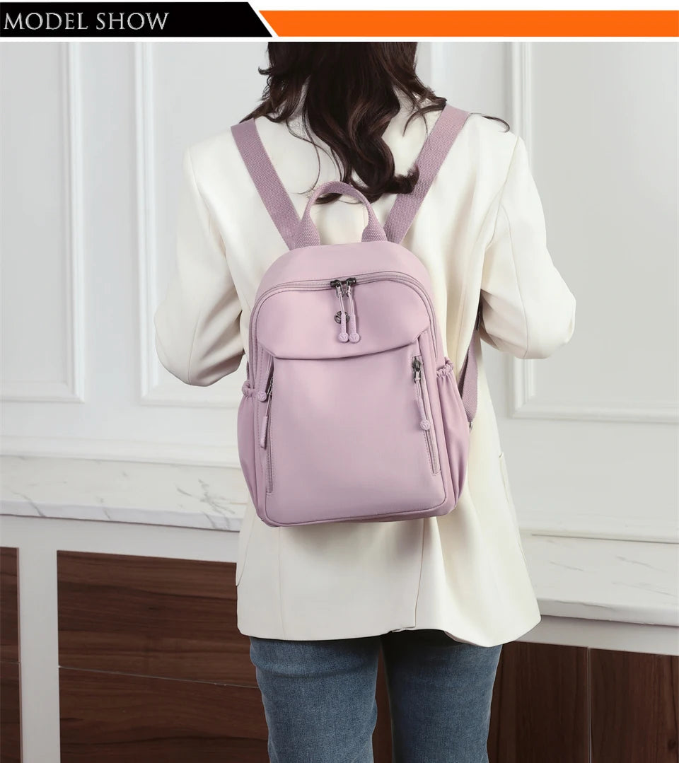 Waterproof Nylon Backpack Women Casual Simple Daypack Large Capacity Schoolbag for Girls Lightweight Back Pack Ladies Travel Bag - Clikcy