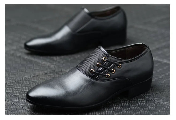 Men Formal Leather Shoes Lace Up Oxford Casual Business Black Leather Shoes Men Wedding Party Office Work Shoes