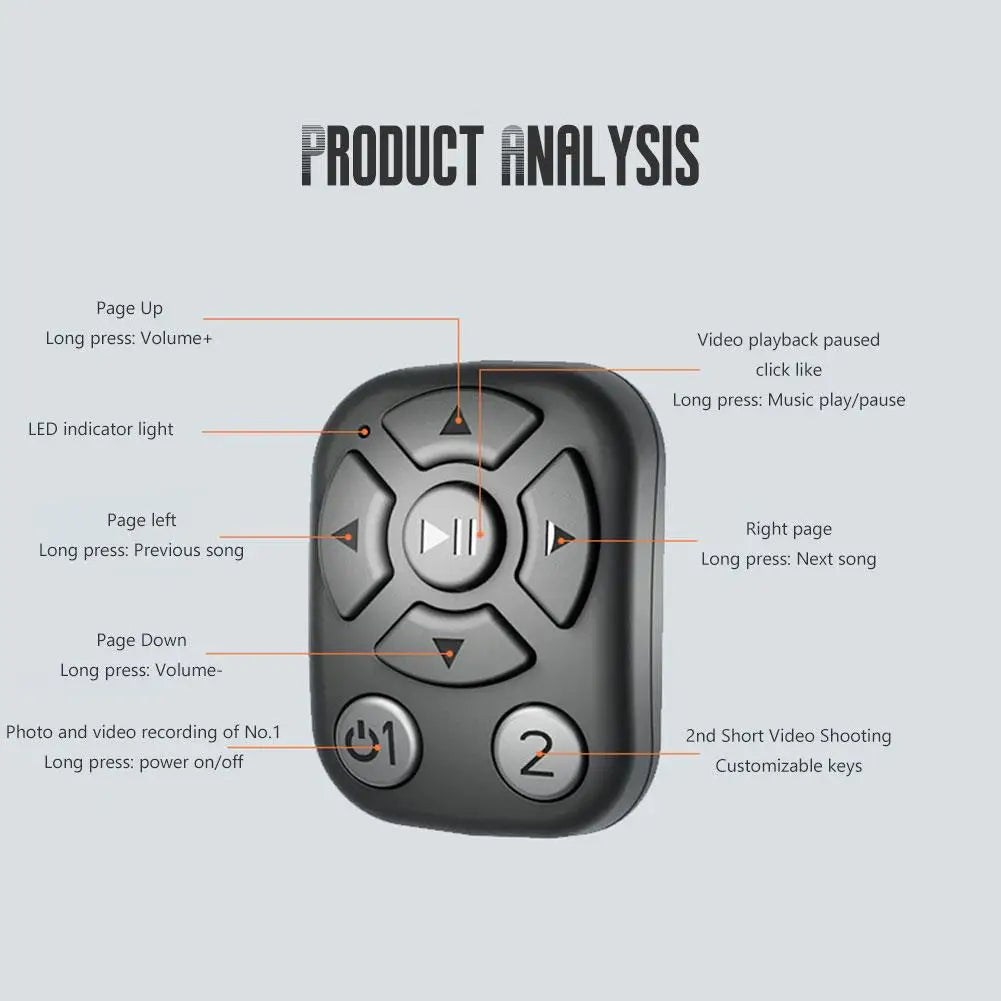 2024 Bluetooth Remote Control Gadget Flipping Selfie Fingertip Controller Give Likes 4 Buttons For IPhone - Clikcy