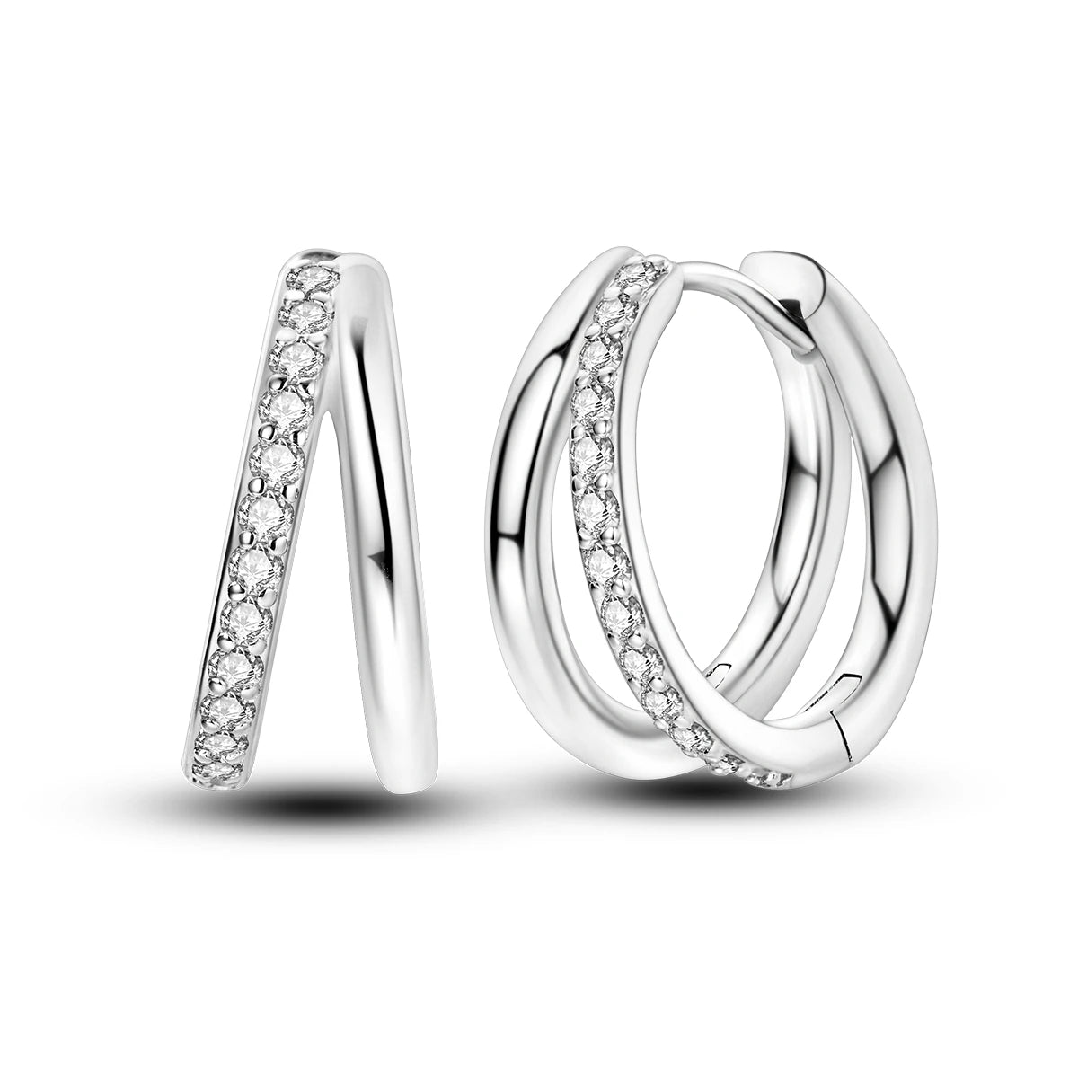 Original 925 Sterling Silver Women Hoop Earrings High Quality Shine Zircon U Shaped Classic Style Earring For Women Jewelry Gift