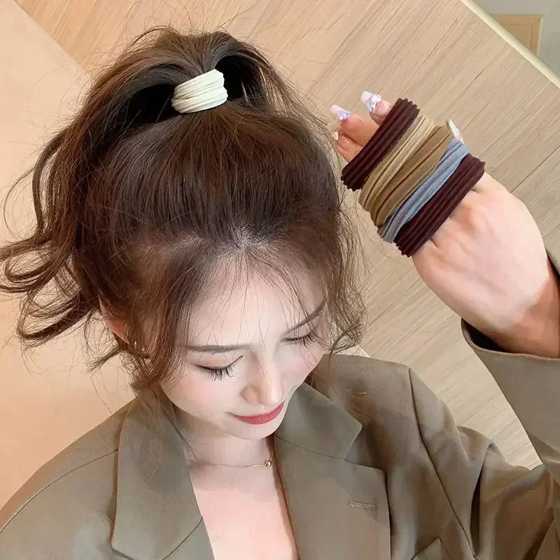 5pcs/Bag Women High Elastic Seamless Hair Rope Durable Girls No Crease Ponytail Holder Rubber Band Hair Accessories - Clikcy