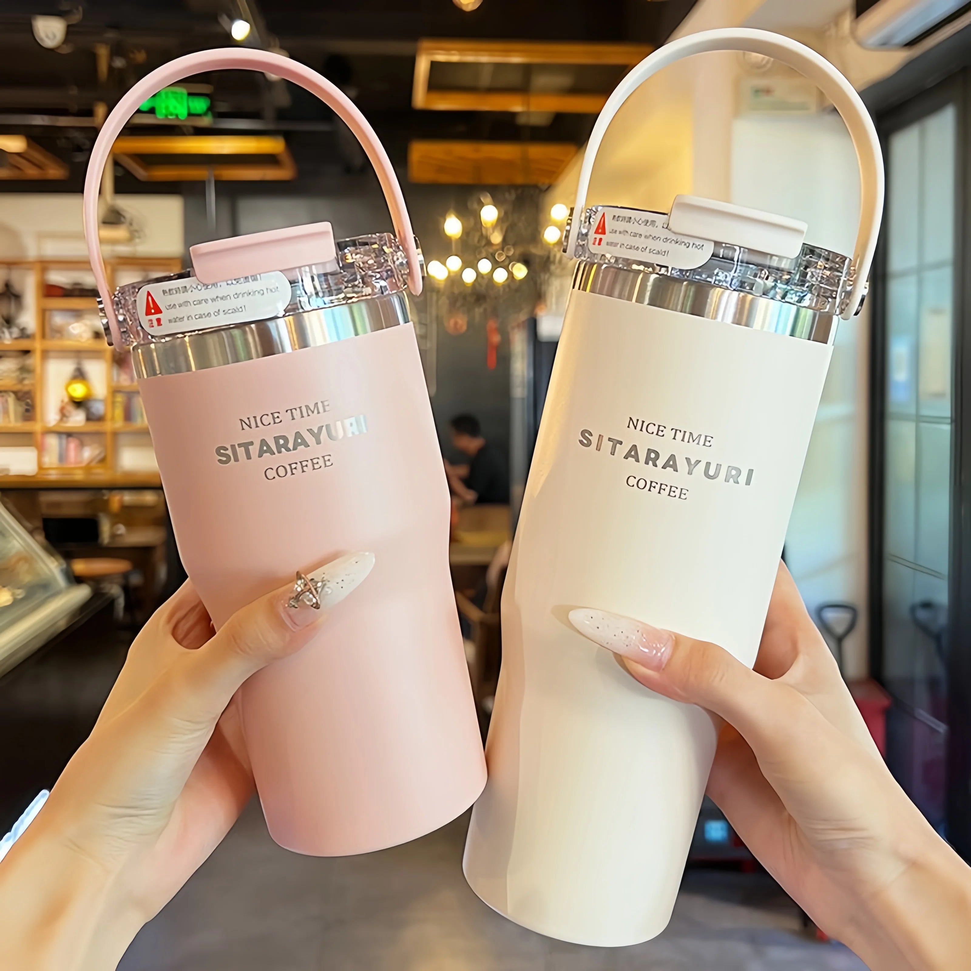 21oz/31oz Stainless Steel Tumbler with Straw Insulated Thermos Coffee Cup with Handle Water Bottle Travel Car Cups Copo Termo - Clikcy