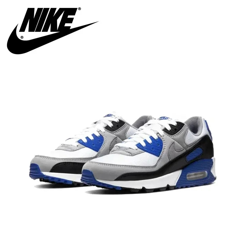 Nike Air Max 90 Men's and Women's Running Shoes Breathable Retro Waffle Shoes Forrest Gump Shoes Black and White Gray/white Hook