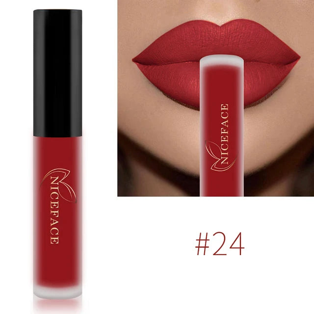 NICEFACE 29 Colors Liquid Lipstick Makeup Waterproof Matte Red Lip Gloss Long Lasting Nude Lip Tint Makeup Pigment Cosmetics - Clikcy