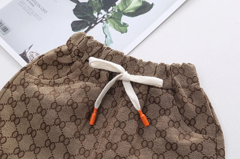 1 2 3 4 5 Years Summer Boys Clothing Set Tiger Pattern T-shirt + Grid Design Shorts 2Pcs Suit For Kids Casual Children Outfit - Clikcy