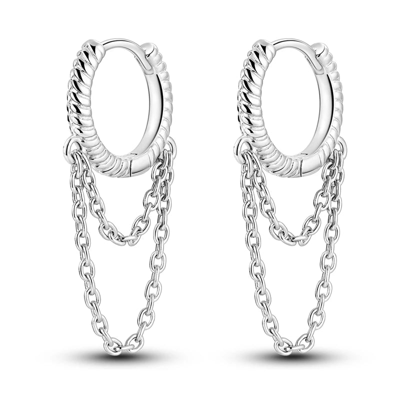 Original 925 Sterling Silver Women Hoop Earrings High Quality Shine Zircon U Shaped Classic Style Earring For Women Jewelry Gift